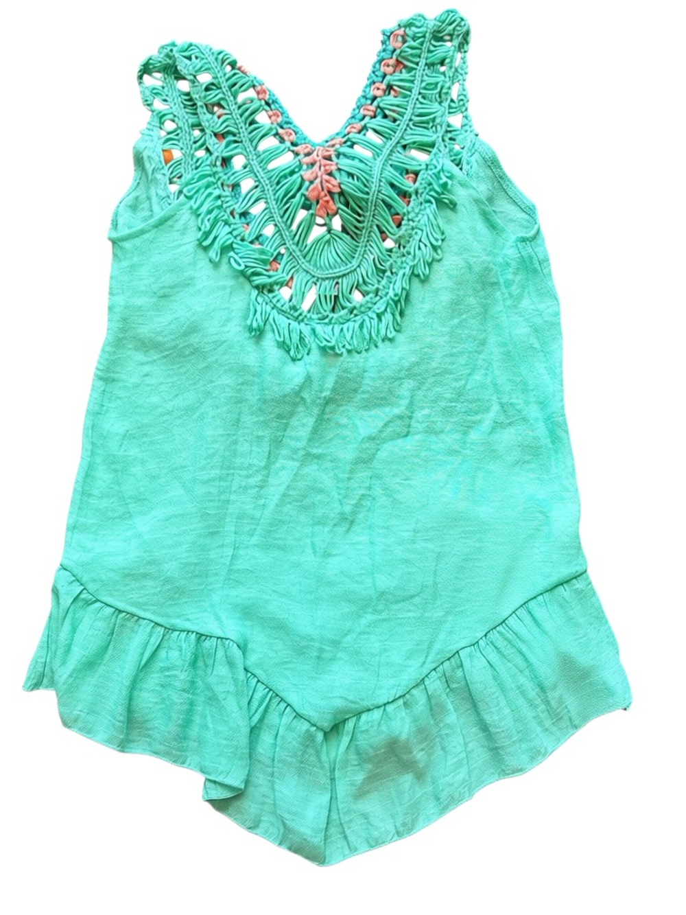 Boho Crochet Gauze Tank Festival Hippie Flowy Breezy One Size Swimsuit Coverup
